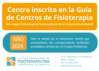 Certificado de inscripción en la guía de centros de fisioterapia del Colegio de Fisioterapeutas de Madrid